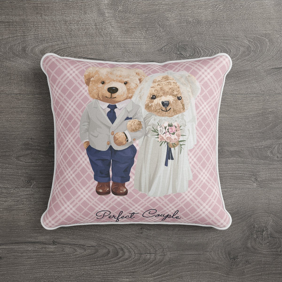 İthal Kadife Kumaş  Teddy Bear Ayıcık Kırlent Kılıfı