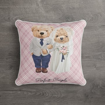 İthal Kadife Kumaş  Teddy Bear Ayıcık Kırlent Kılıfı