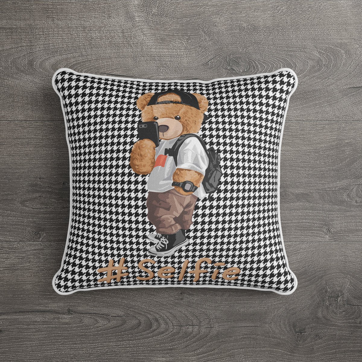 İthal Kadife Kumaş  Teddy Bear Ayıcık Kırlent Kılıfı