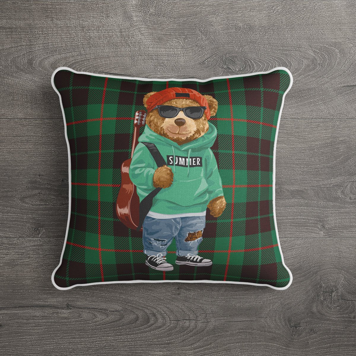 İthal Kadife Kumaş  Teddy Bear Ayıcık Kırlent Kılıfı