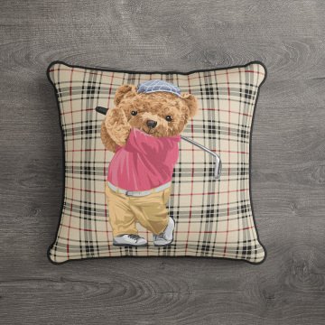 İthal Kadife Kumaş  Teddy Bear Ayıcık Kırlent Kılıfı