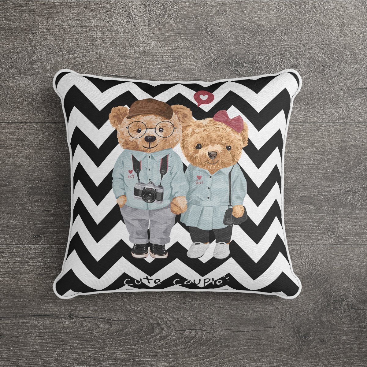 İthal Kadife Kumaş  Teddy Bear Ayıcık Kırlent Kılıfı