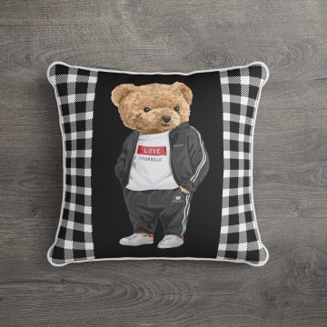 İthal Kadife Kumaş  Teddy Bear Ayıcık Kırlent Kılıfı