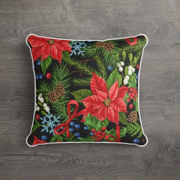 Premıum Kumaş Çiçek Desenli Dekoratif Kırlent Kılıfı