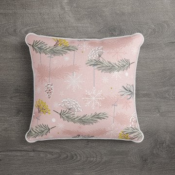 Premıum Kumaş Yaprak Desenli Dekoratif Kırlent Kılıfı
